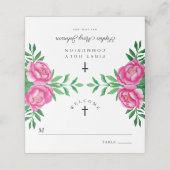 フローラエレガント水彩牡丹の最初の聖餐式 プレイスカード (外部開封)