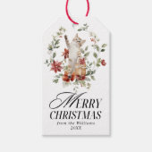 フローラエレガント水彩猫メリークリスマス ギフトタグ (正面)