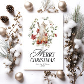 フローラエレガント水彩猫メリークリスマス シーズンカード