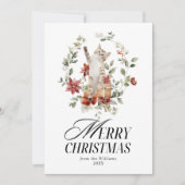 フローラエレガント水彩猫メリークリスマス シーズンカード (正面)