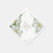 フローラエレガント水彩白マグノリア花 スタンダードカクテルナプキン (角)