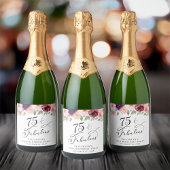 フローラエレガント水彩第75回バースデーパーティー スパークリングワインラベル