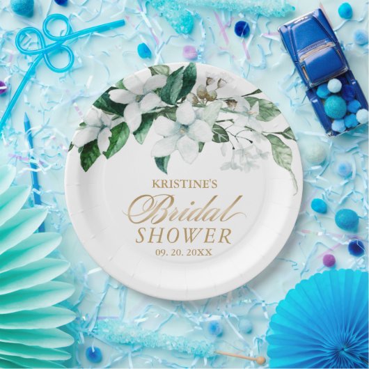 フローラエレガント水彩緑化ブライダルシャワー ペーパープレート (パーティー)
