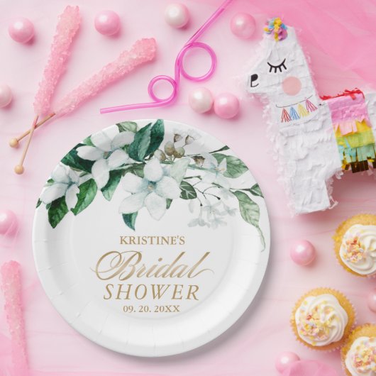 フローラエレガント水彩緑化ブライダルシャワー ペーパープレート (パーティー)