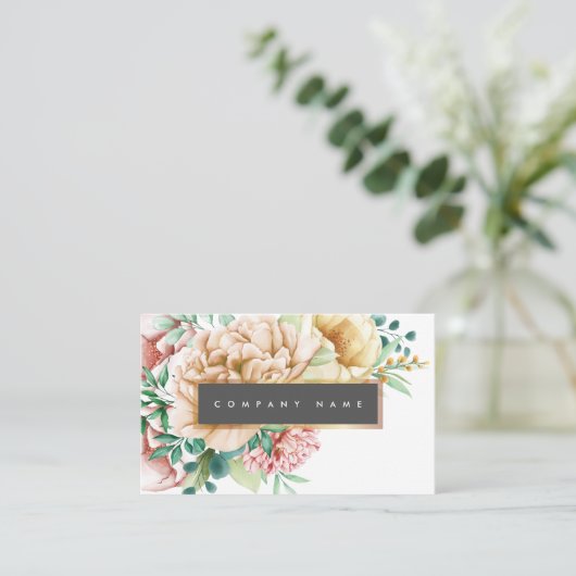 フローラエレガント水彩花モノグラシンプルム 名刺 (スタンド正面)