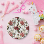 フローラエレガント水彩華クリスマス ペーパープレート (パーティー)