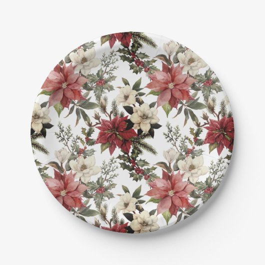 フローラエレガント水彩華クリスマス ペーパープレート (正面)