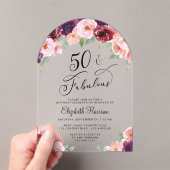 フローラエレガント水彩50th誕生日パーティーアーチ アクリル招待状 (インサイチュ (ポータブル))