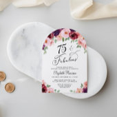 フローラエレガント水彩75thバースデーパーティーアーチ 招待状