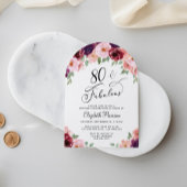 フローラエレガント水彩80thバースデーパーティーアーチ 招待状