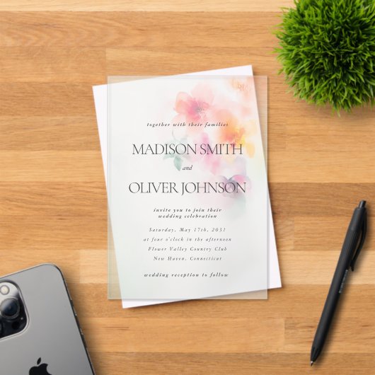 フローラエレガント水澄ん結婚色 アクリル招待状 (インサイチュ (招待状))