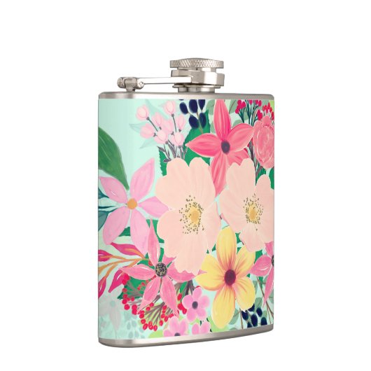 フローラエレガント水絵を描色ミントガーリーデザイン フラスク (右)