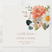 フローラエレガント水色の対結婚心と愛 スパークリングワインラベル (シングルラベル)