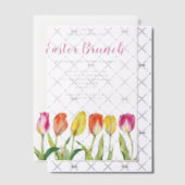 フローラエレガント水色チューリップイースターブランチ ベラム紙招待状 (オフセット (招待状))