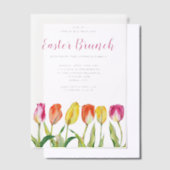 フローラエレガント水色チューリップイースターブランチ ベラム紙招待状 (オフセット)