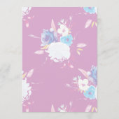 フローラエレガント水色パープルハローベビーシャワー 招待状 (裏面)