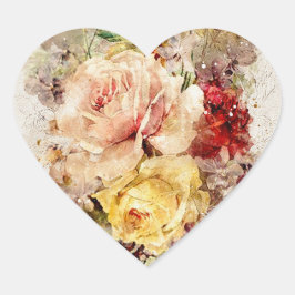 フローラエレガント水色抽象芸術ロマンチック ハートシール