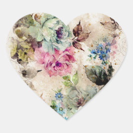 フローラエレガント水色金ゴールドロマンチック ハートシール