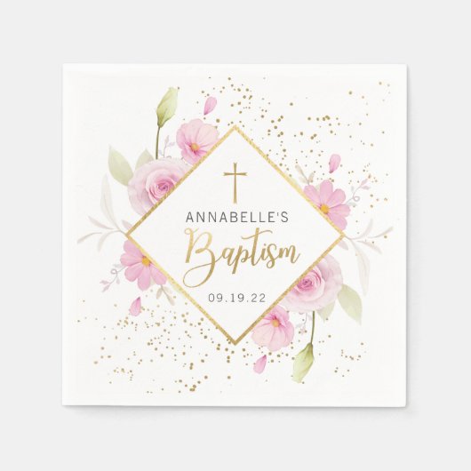 フローラエレガント洗礼 スタンダードカクテルナプキン (正面)