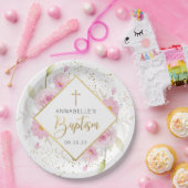 フローラエレガント洗礼 ペーパープレート (パーティー)