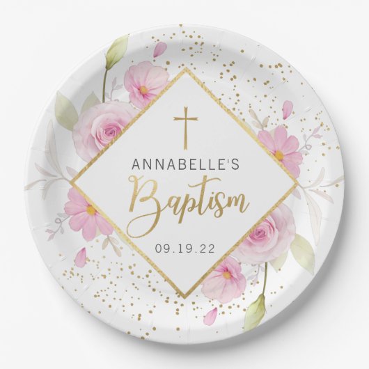 フローラエレガント洗礼 ペーパープレート (正面)