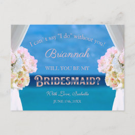 フローラエレガント海ビーチロセゴルド花嫁メイド インビテーションポストカード