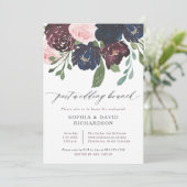 フローラエレガント海軍とプラム |ポスト結婚のブランチ 招待状 (スタンド正面)