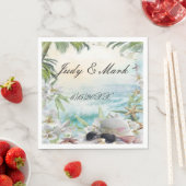 フローラエレガント熱帯ビーチ結婚式紙ナプキン スタンダードランチョンナプキン (インサイチュ)