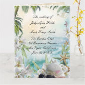 フローラエレガント熱帯ビーチ結婚式計画 カード (黄色い花)