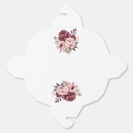 フローラエレガント牡丹の水彩結婚式パーティー フェイバーボックス (見開き)