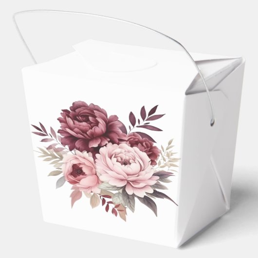 フローラエレガント牡丹の水彩結婚式パーティー フェイバーボックス (裏面)