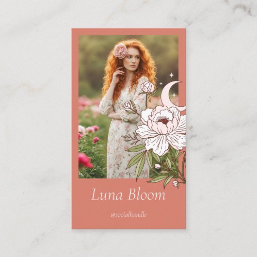 フローラエレガント牡丹シナホリスティックル月写真 名刺 (正面)
