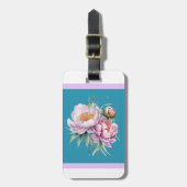 フローラエレガント牡丹荷物タグティール（緑がかった色） ラゲッジタグ (正面縦)