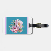 フローラエレガント牡丹荷物タグティール（緑がかった色）