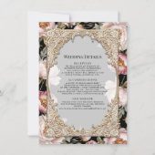 フローラエレガント牡丹金ゴールドピンクとブラック詳細 招待状 (正面)