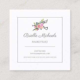フローラエレガント理髪用鋏美容師 スクエア名刺