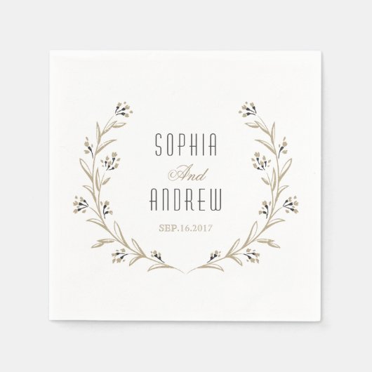 フローラエレガント田舎結婚式モノグラム スタンダードカクテルナプキン (正面)