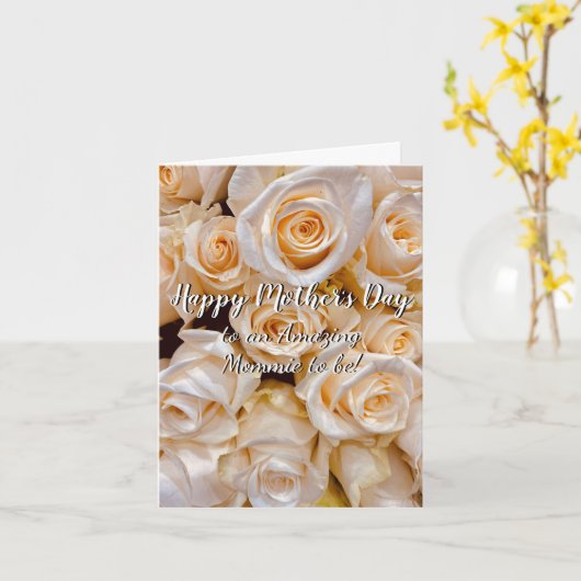 フローラエレガント白のバラの母親が妊娠する カード (黄色い花)