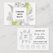 フローラエレガント白黒サロンロイヤリティカード 名刺 (正面/裏面)