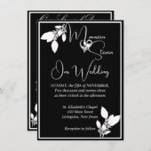 フローラエレガント白黒結婚ズ 招待状 (正面/裏面)