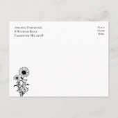 フローラエレガント白黒結婚式の日付の保存 ポストカード (裏面)