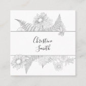 フローラエレガント白黒花 スクエア名刺 (正面)