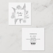 フローラエレガント白黒花 スクエア名刺 (正面/裏面)