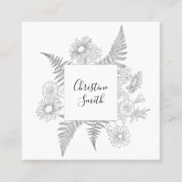 フローラエレガント白黒花 スクエア名刺