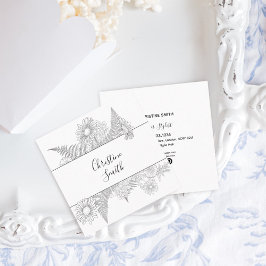 フローラエレガント白黒花 スクエア名刺