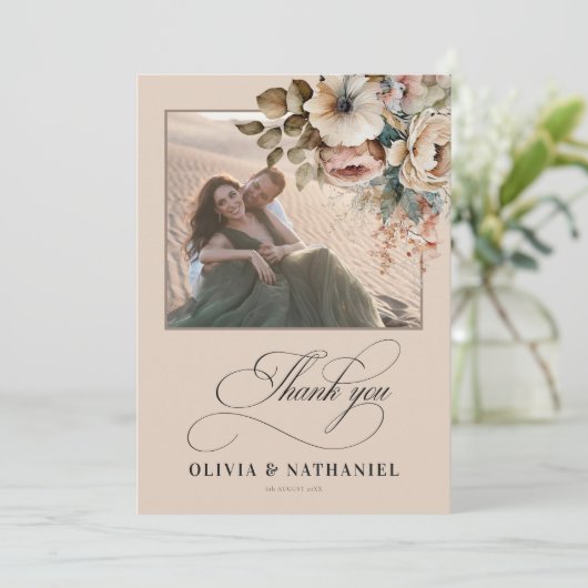 フローラエレガント秋の結婚式写真 サンキューカード (スタンド正面)