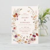 フローラエレガント秋の結婚式素朴ボホ 招待状 (スタンド正面)