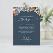 フローラエレガント秋ネイビーブルーラスト結婚ズボホ サンキューカード (スタンド正面)