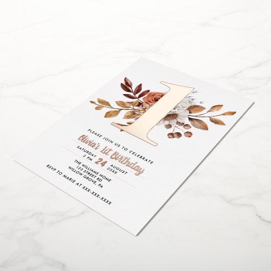 フローラエレガント秋第1バースデーフォイル招待状 箔招待状 (回転した状態)