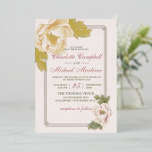 フローラエレガント穏やかなピンクの牡丹結婚の侵入 箔招待状 (立ち正面)